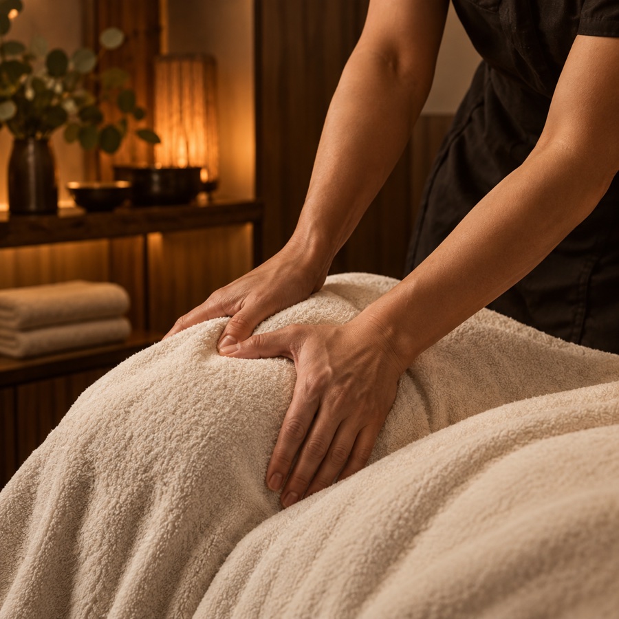 Deep tissue massage with focused professional pressure
